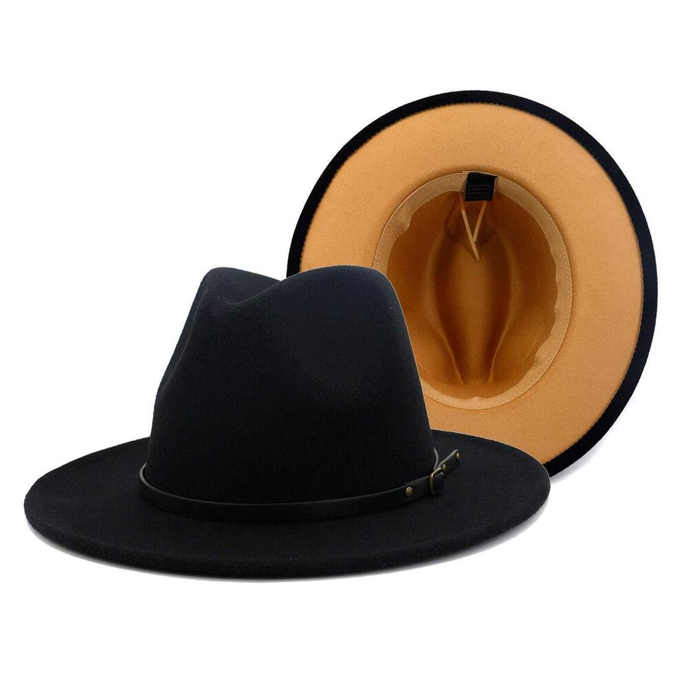 1775 Wide Brim Fedora Felt Panama Hat with Belt Buckle - Multi Color C